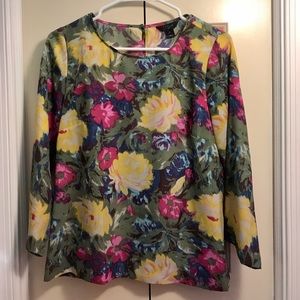 J. Crew Floral Scoop Neck 3/4 Blouse Size S NWOT